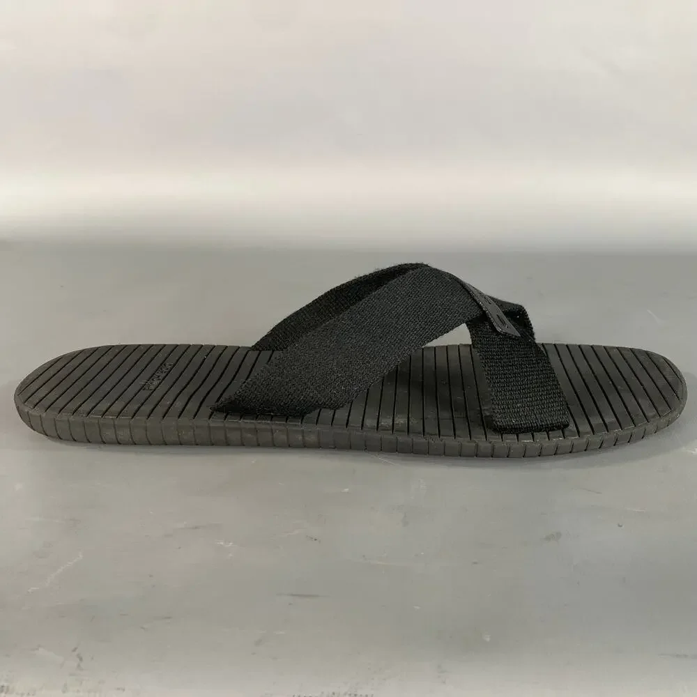 DIOR HOMME Size 10 Black Mixed Fabrics Rubber Canvas Straps Sandals